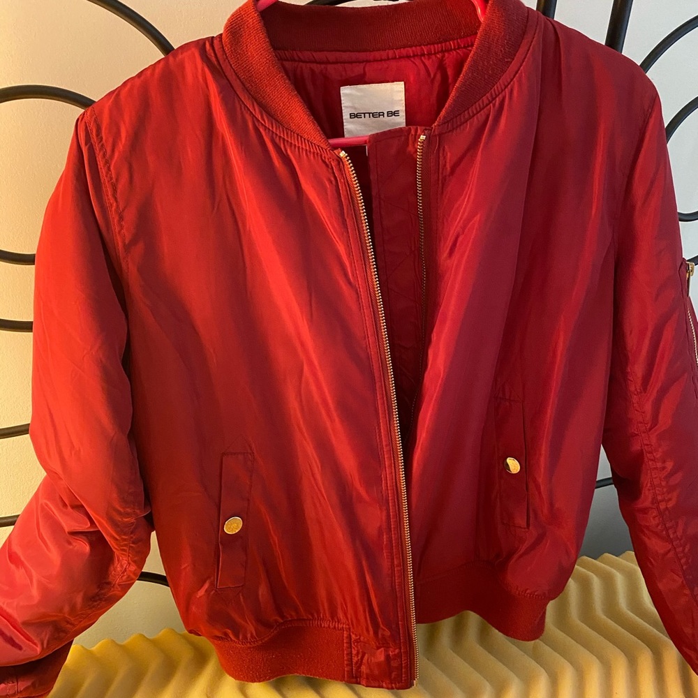 Red bomber jacket
